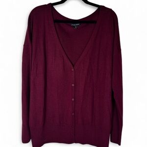 Universal Standard Merino Wool Women's Burgundy Cardigan Sweater